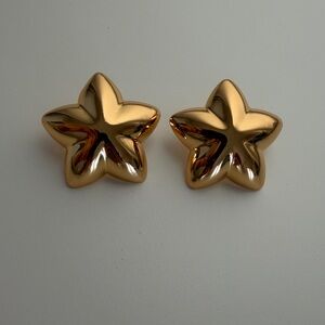 Puffy Golden Star Earrings